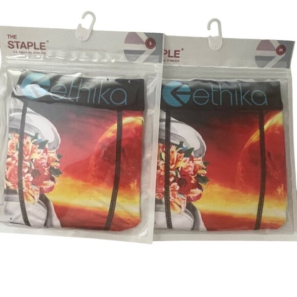 Ethika Men's Staple Boxer Briefs New Small or Medium Mars Sun Floral Print Lava - Picture 1 of 3